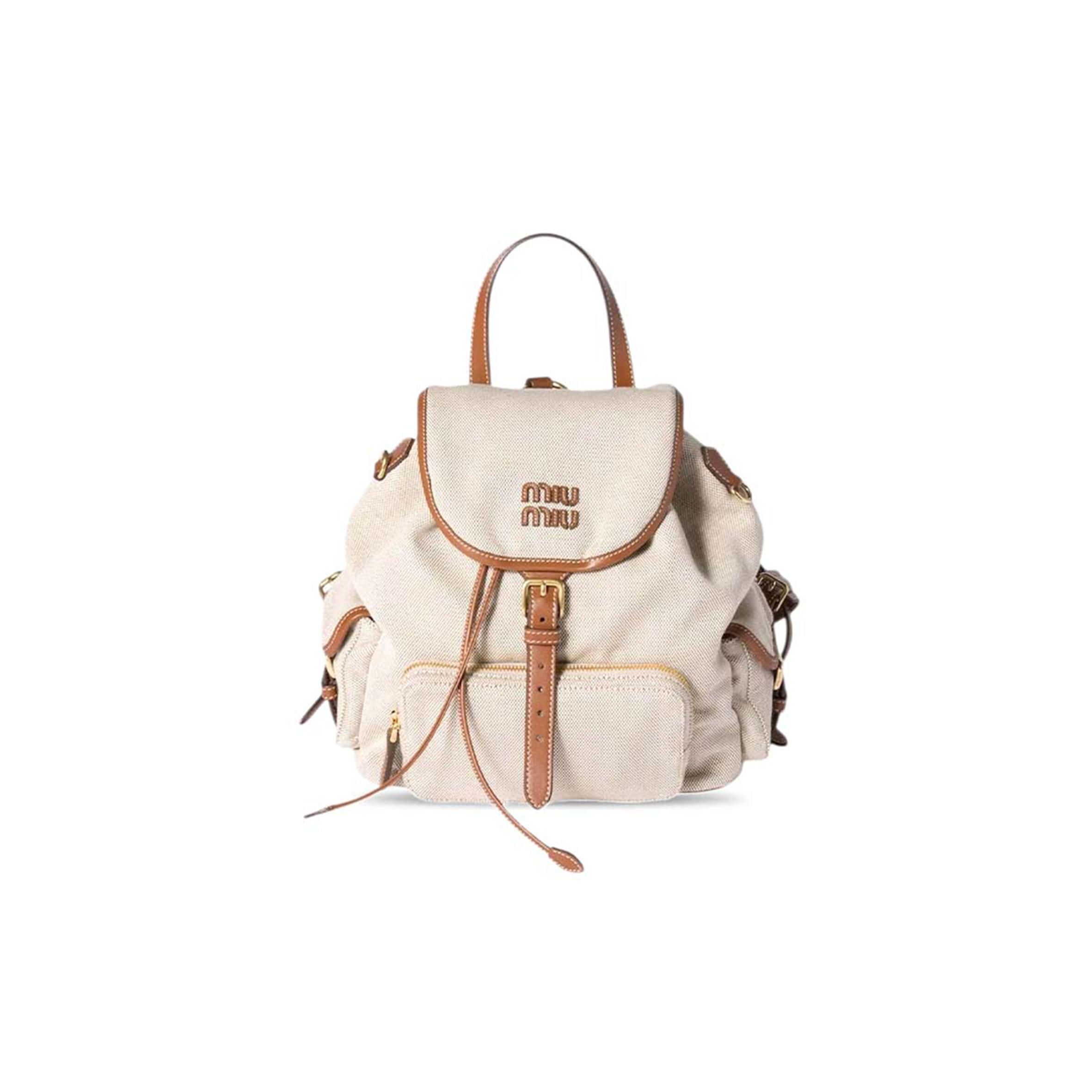 MIU MIU CANVAS AND LEATHER BACKPACK 5BZ042 5BZ042 (29.5*25*12.5cm)